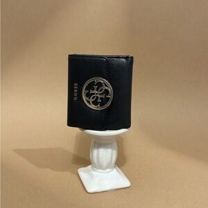 GUESS Black Wallet with Silver Emblem